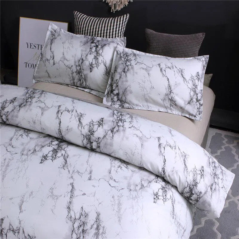 Marble Print Bed Cover Set-Olive Miles Home