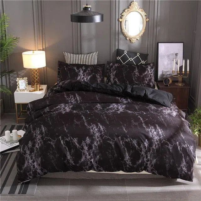 Marble Print Bed Cover Set-Olive Miles Home