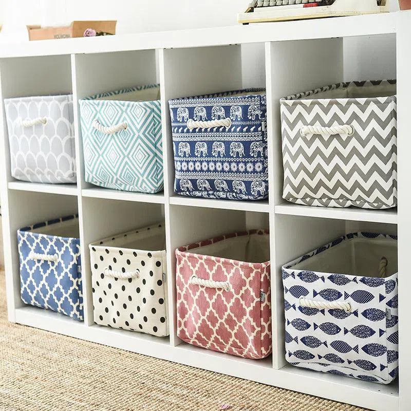 Cube Canvas Fabric Storage Basket