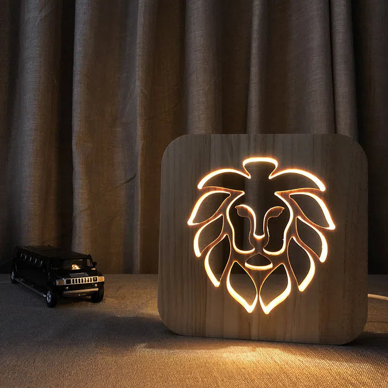 Wooden Animal Shape Desk Lamp