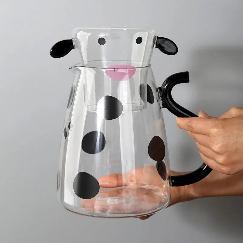 Cute Cow Glass Pitcher Set