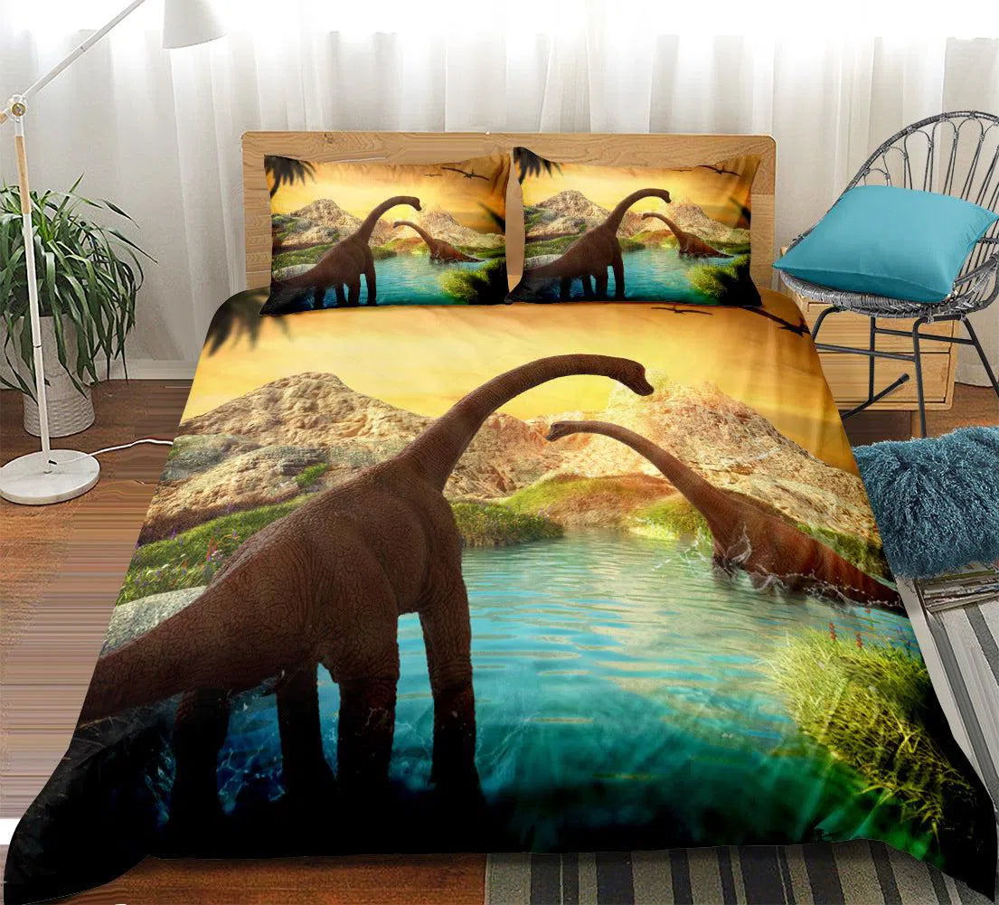 3D Dinosaur Bed Cover Set-Olive Miles Home