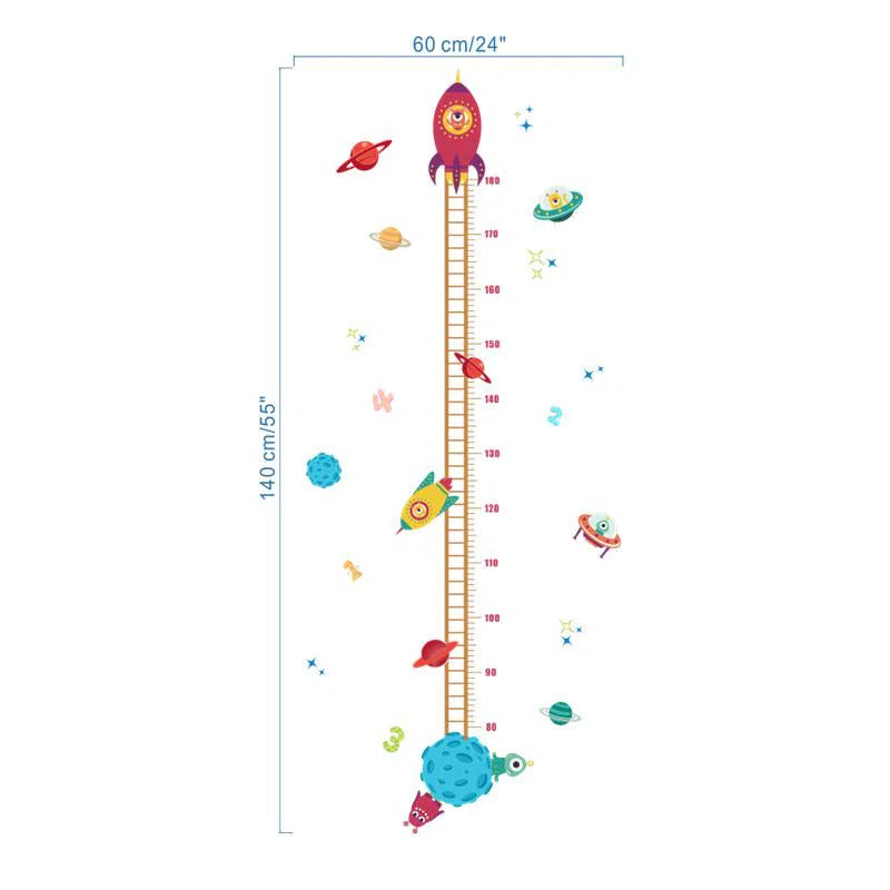 Outer Space Height Measure Wall Stickers