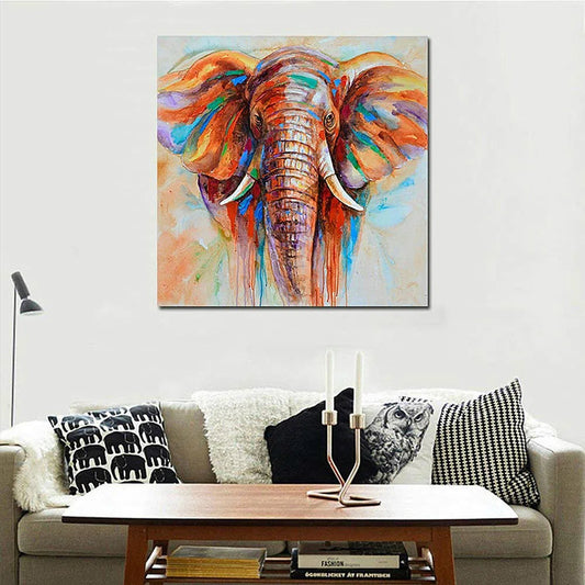 Colorful Elephant Canvas Painting