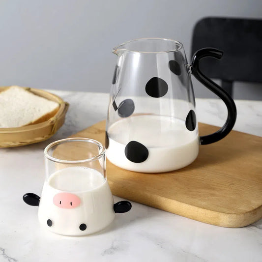 Cute Cow Glass Pitcher Set