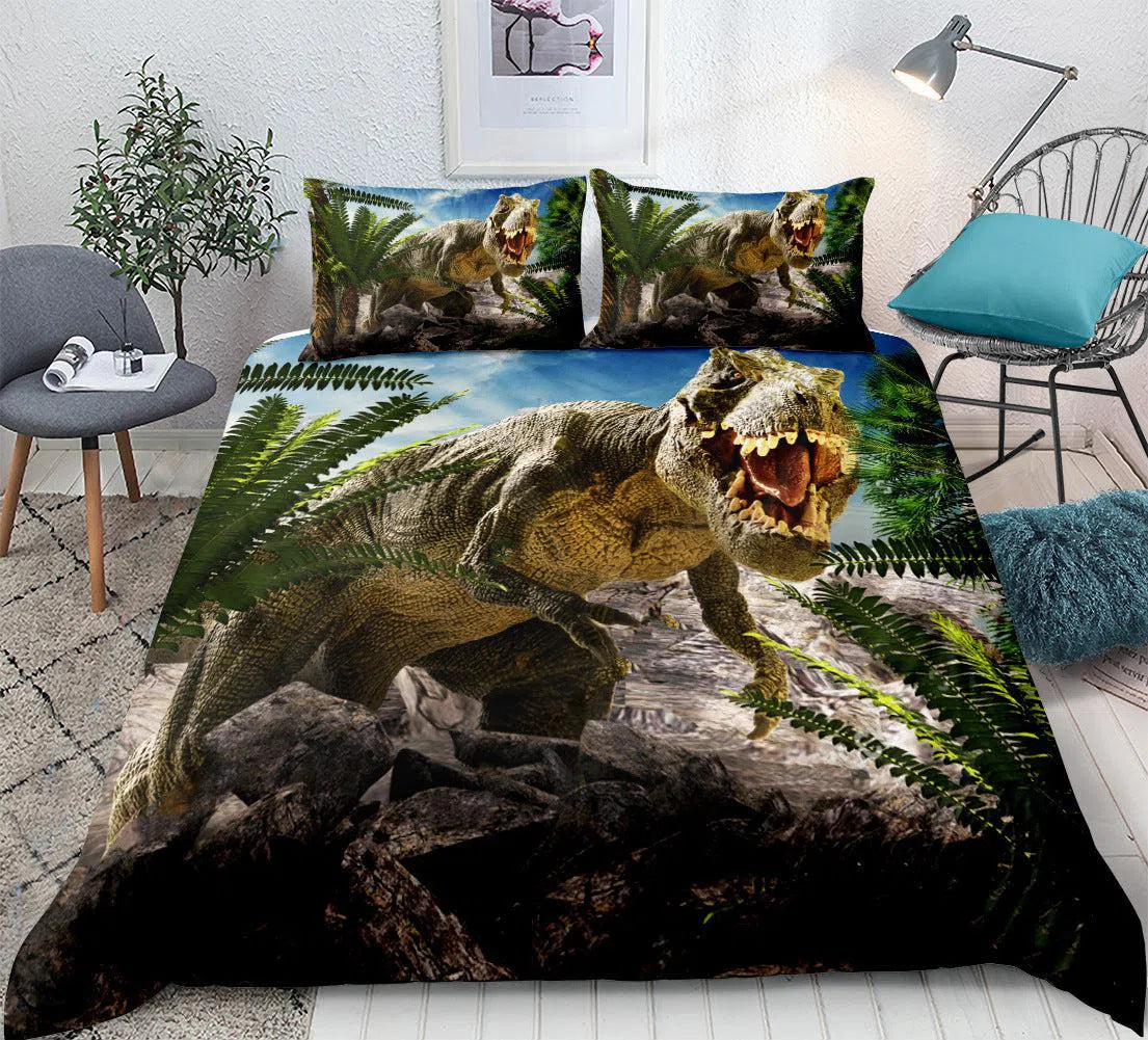 3D Dinosaur Bed Cover Set-Olive Miles Home