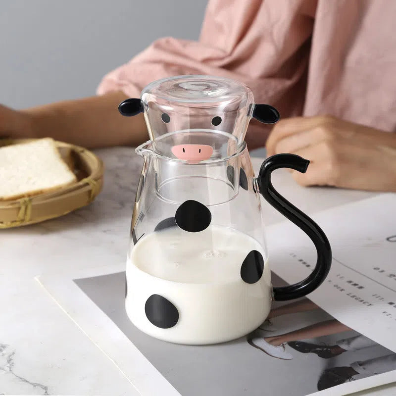 Cute Cow Glass Pitcher Set