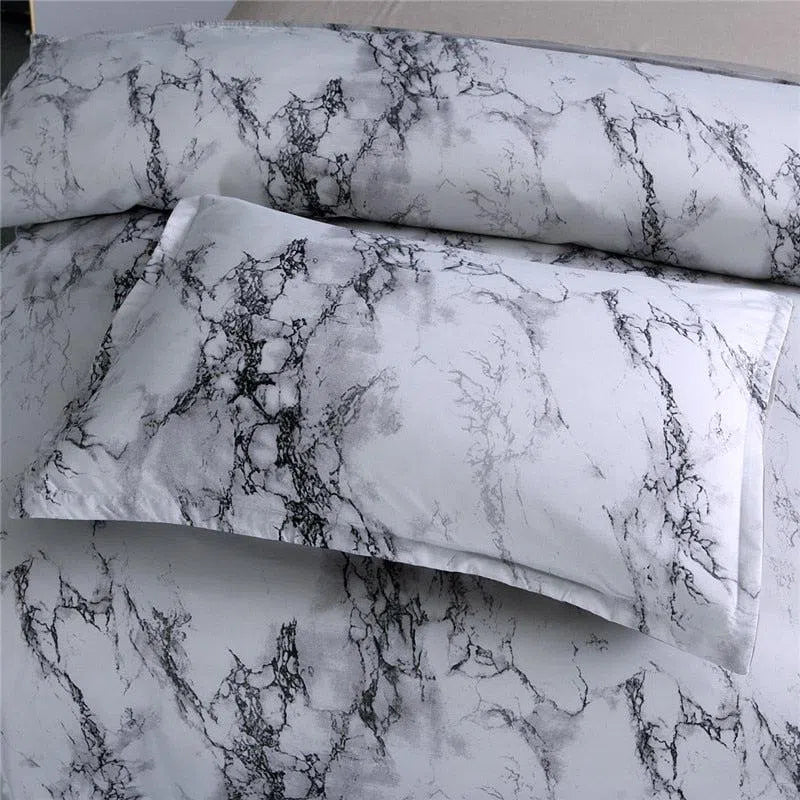 Marble Print Bed Cover Set-Olive Miles Home