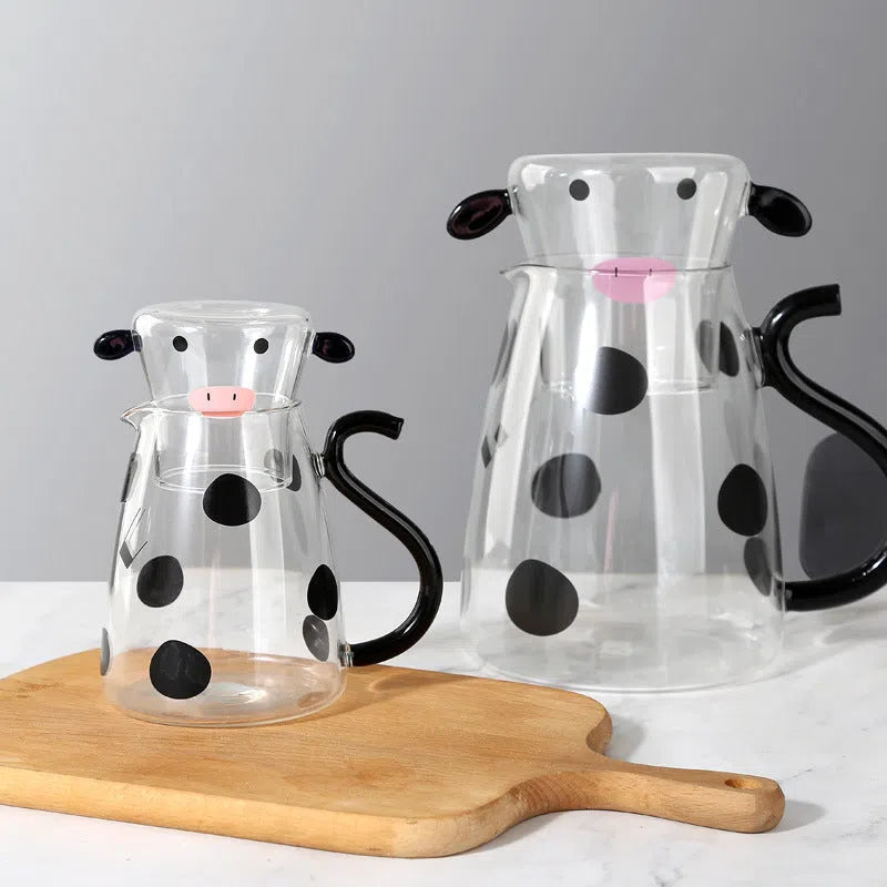 Cute Cow Glass Pitcher Set