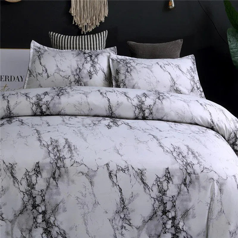 Marble Print Bed Cover Set-Olive Miles Home