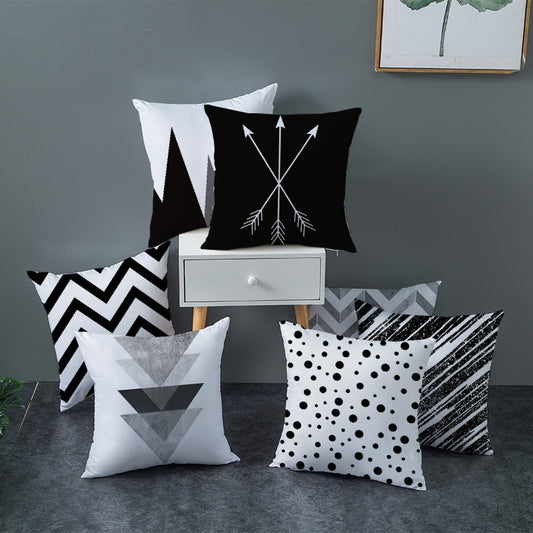 Black & White Geometric Pattern Pillow Case