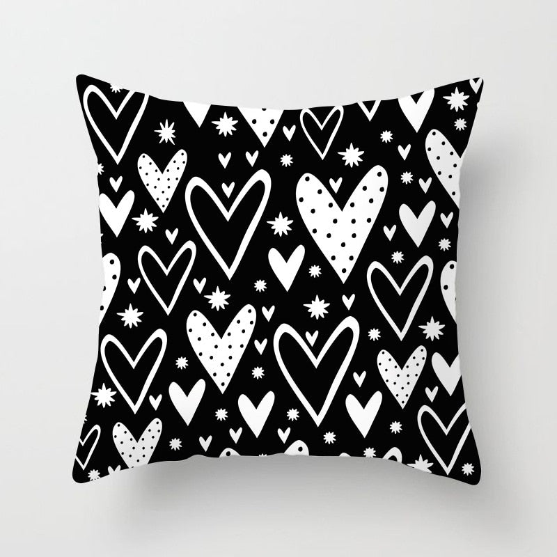 Black & White Geometric Pattern Pillow Case