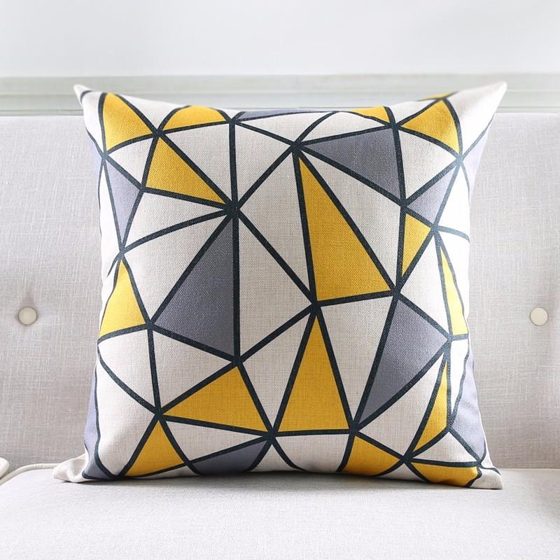 Yellow Geometric Pattern Pillow Case