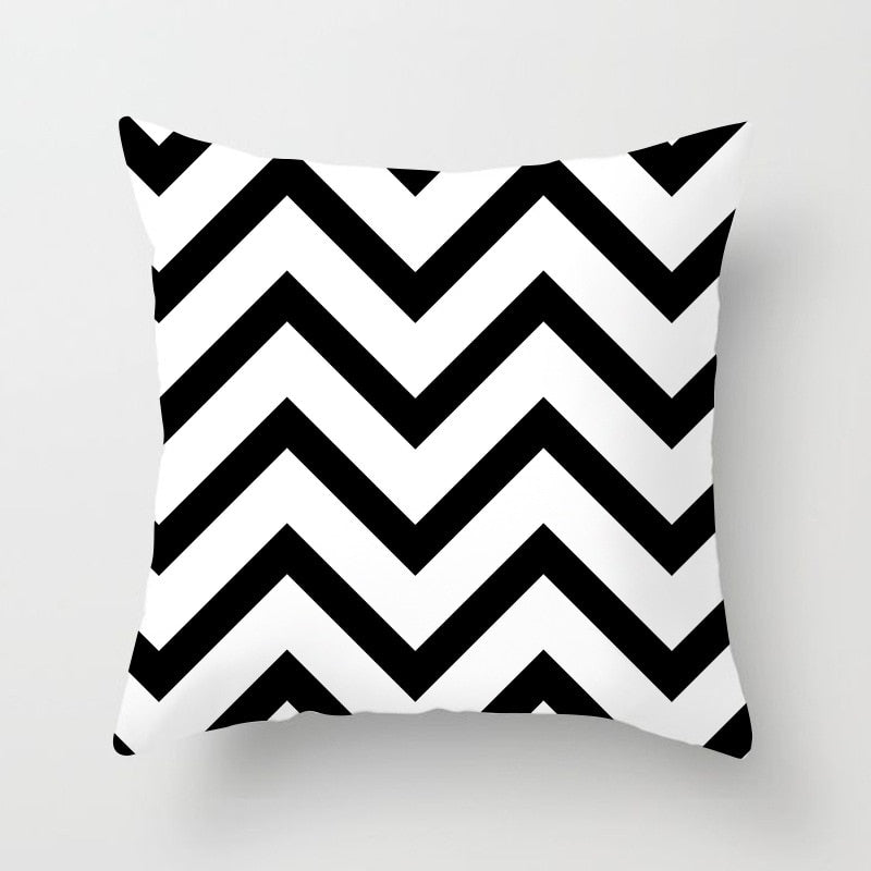 Black & White Geometric Pattern Pillow Case