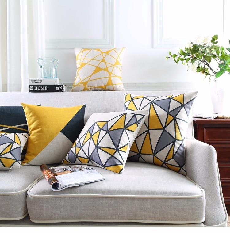 Yellow Geometric Pattern Pillow Case