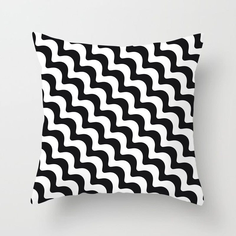 Black & White Geometric Pattern Pillow Case