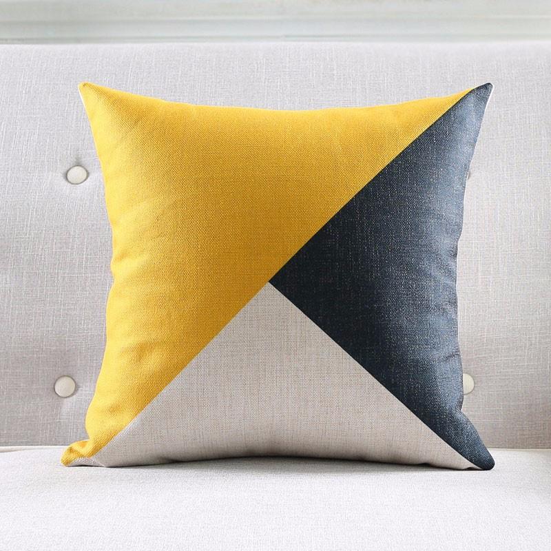 Yellow Geometric Pattern Pillow Case