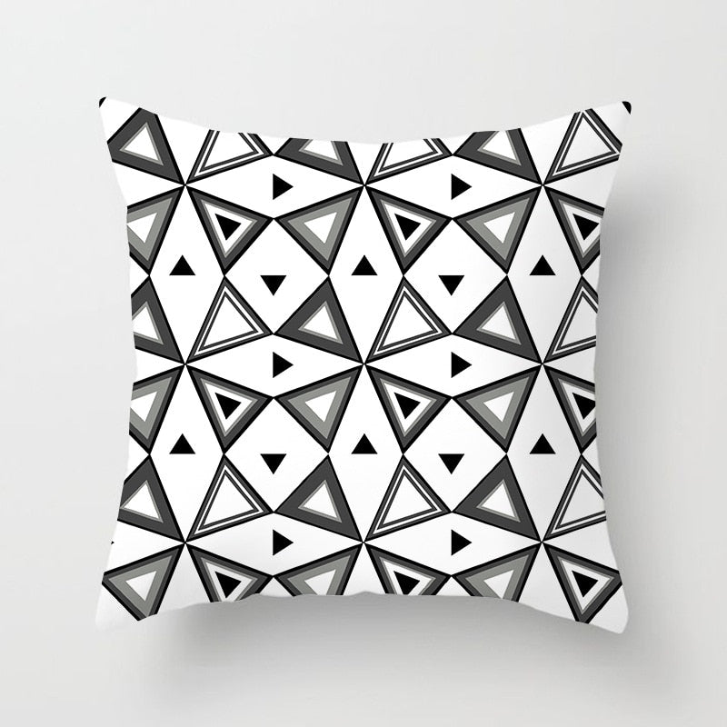 Black & White Geometric Pattern Pillow Case