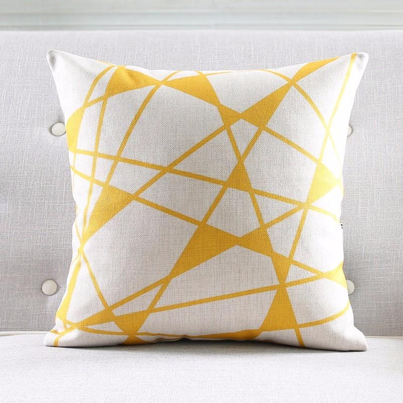 Yellow Geometric Pattern Pillow Case