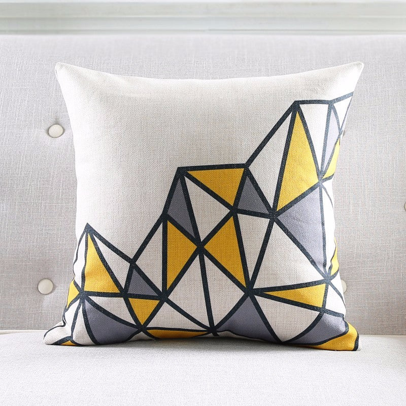 Yellow Geometric Pattern Pillow Case