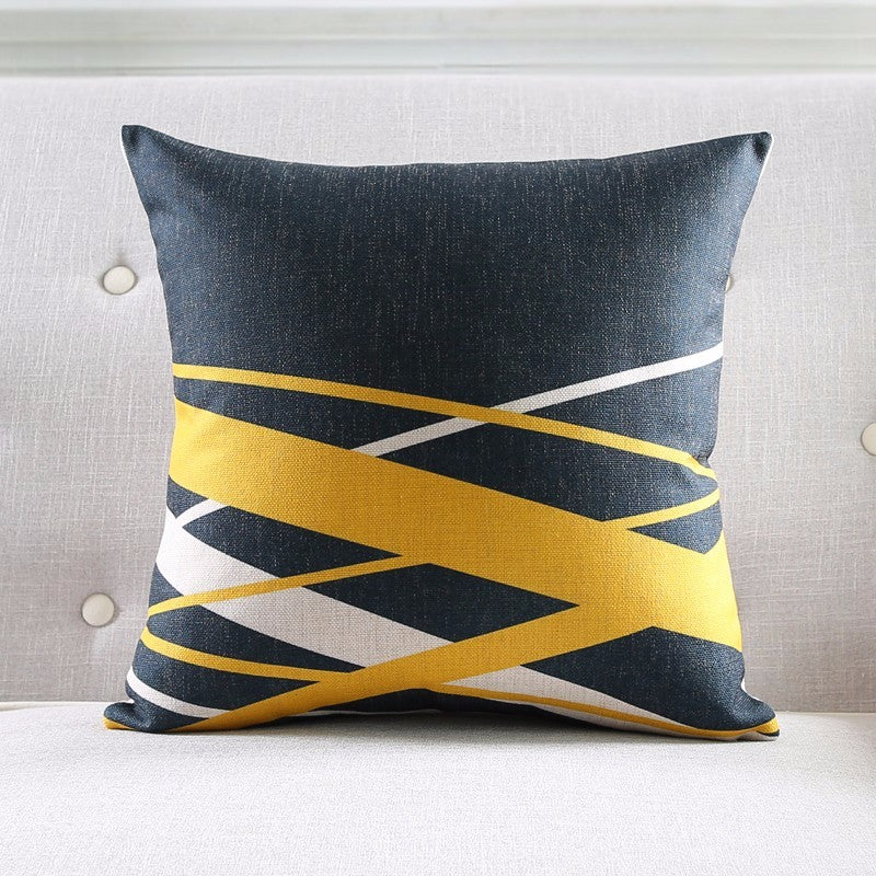 Yellow Geometric Pattern Pillow Case