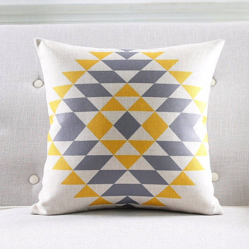 Yellow Geometric Pattern Pillow Case